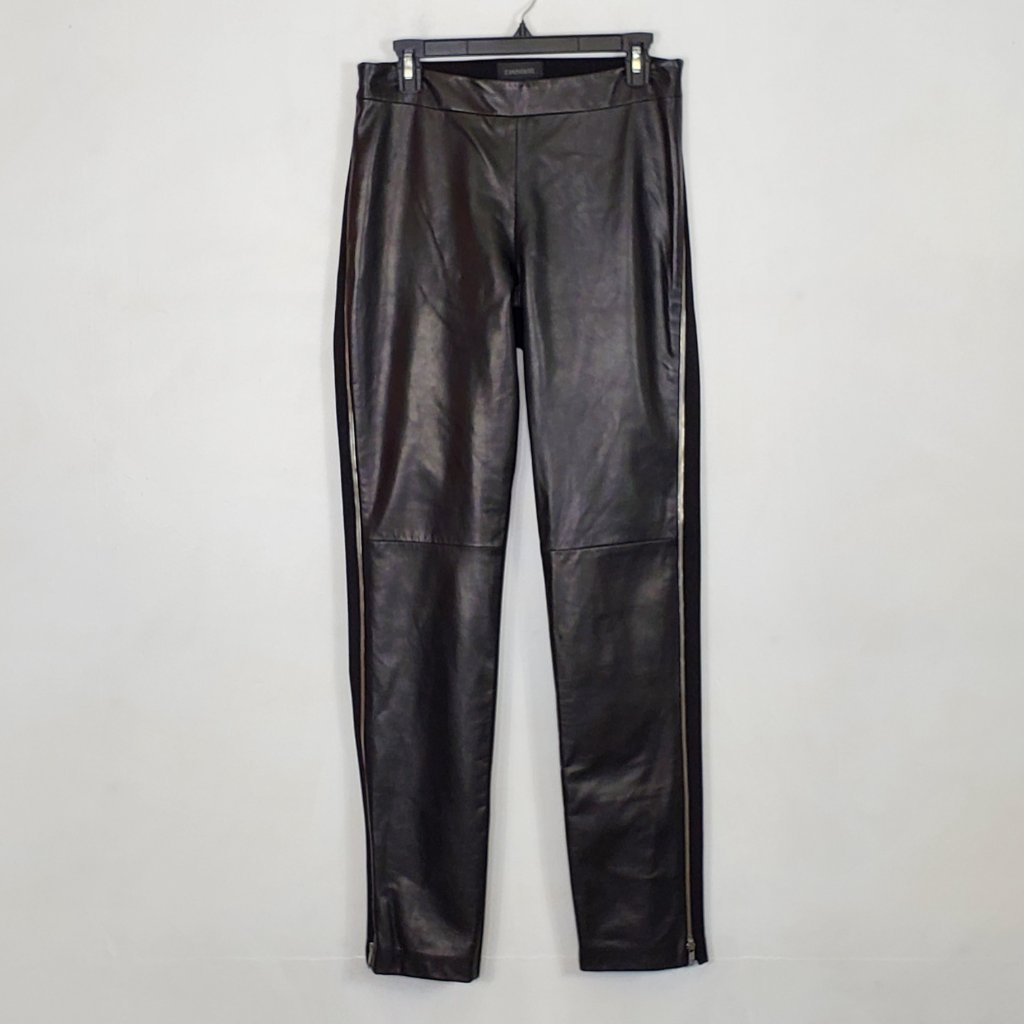 Danier Black Genuine Italian Leather Front Skinny Pants 10 Nwot